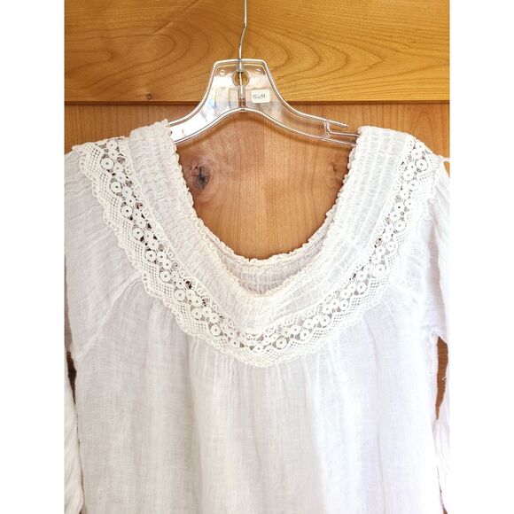 Romantic Boho 100% Cotton White Mini Dress Swim Cover Up Resort Vacation MEDIUM‎ - Picture 2 of 10